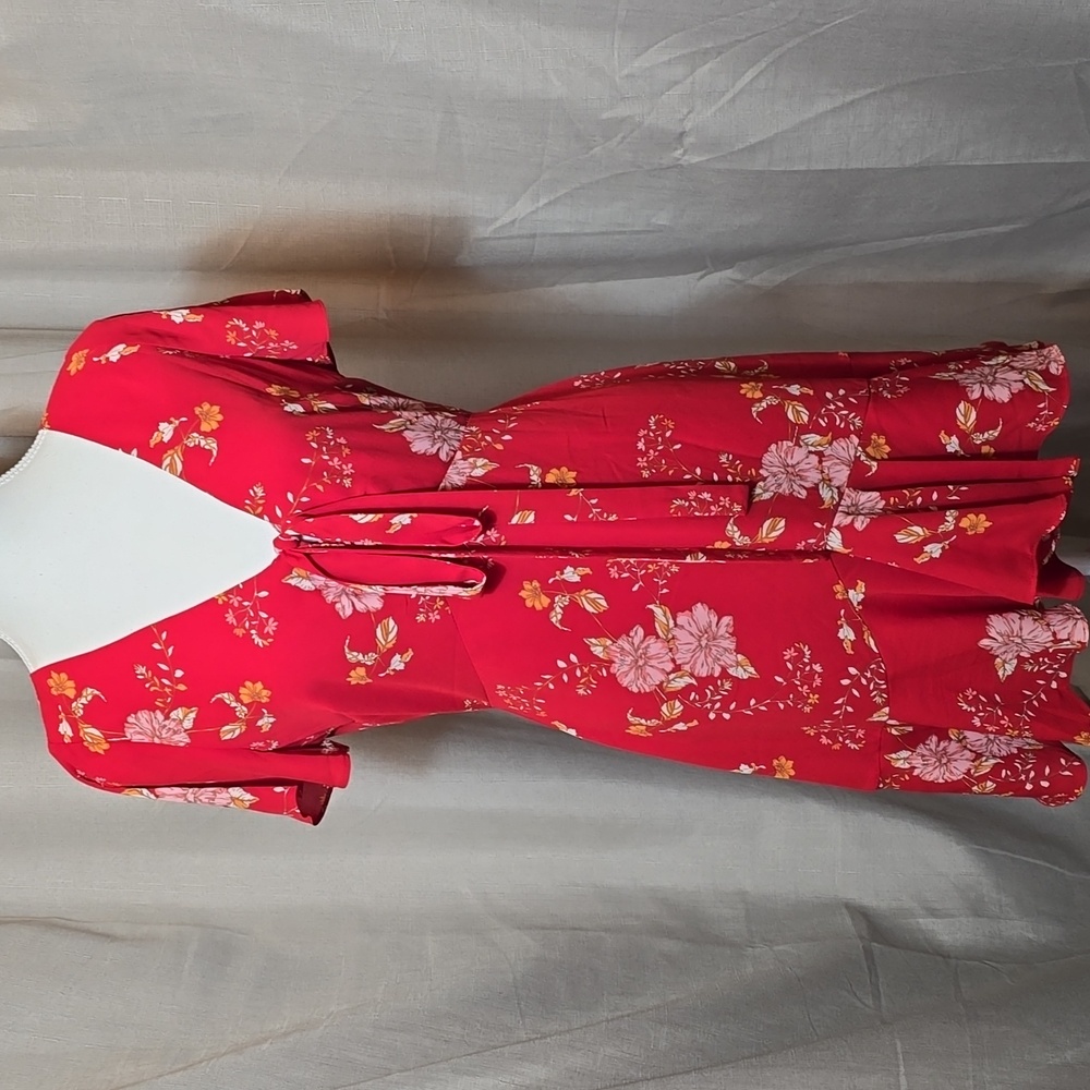 BB Dakota Hyper Bloom Printed Mini Dress In Scooter Red - Picture 2 of 11